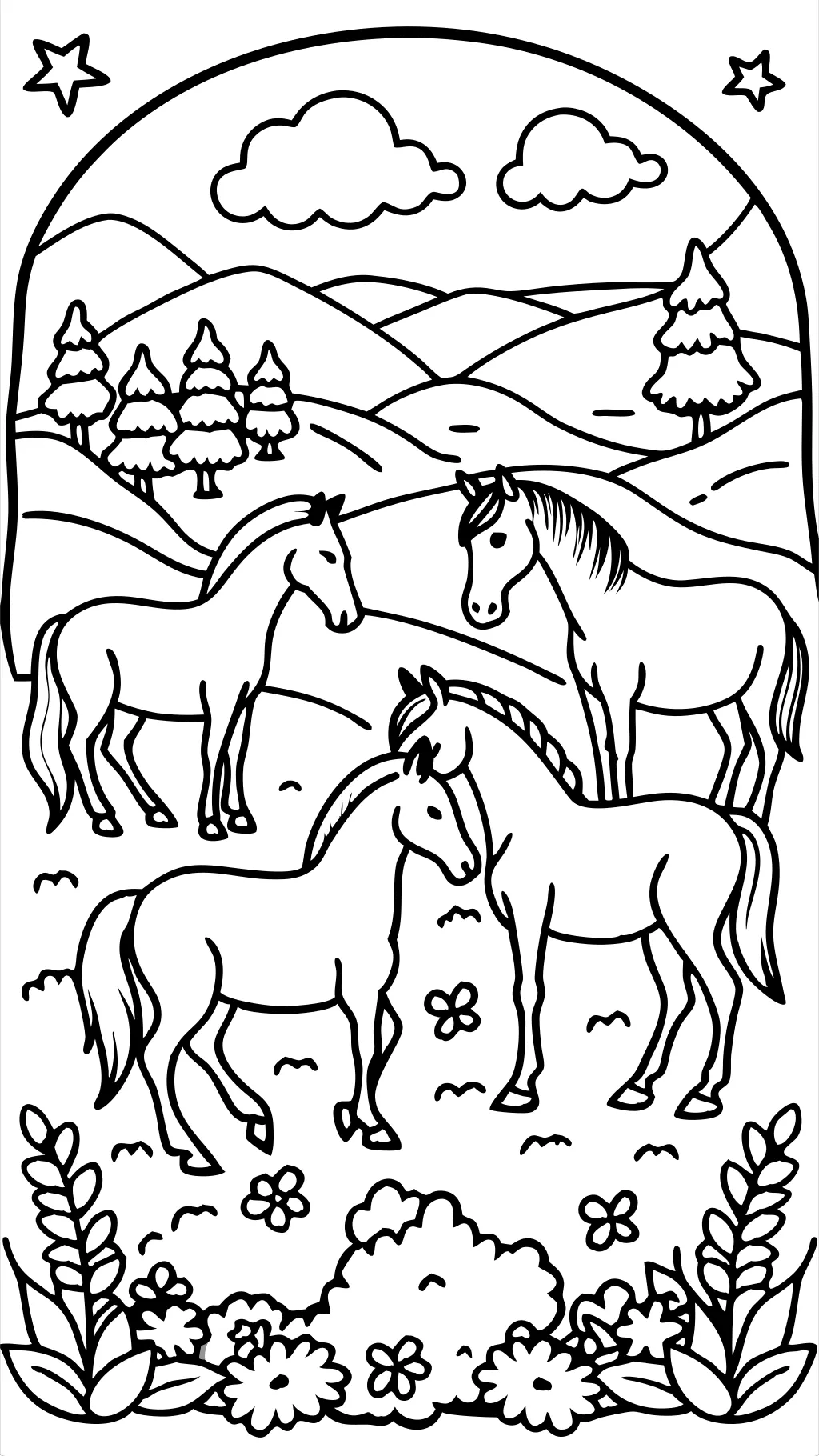 horses coloring page